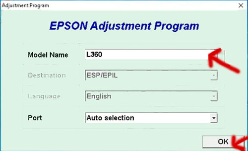 Epson Adjustment Program L360 Model Name